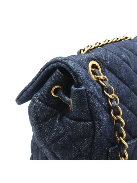 Chanel Quilted CC Logo Chain Shoulder Backpack Denim Leather Navy Gold main image 7